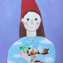 Portrait #2 - Course [Daria Solak - Playful Illustrations with Watercolour and Coloured Pencils]. Portrait Drawing, Watercolor Painting, Gouache Painting, and Colored Pencil Drawing project by fleurmacrae - 09.27.2023