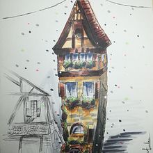 Mon projet du cours : Esquisses d'architecture expressives aux feutres de couleur. Un progetto di Bozzetti, Disegno, Illustrazione architettonica, Sketchbook e Illustrazione con inchiostro di Ambre Létendard - 27.09.2023