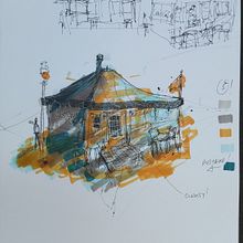 My project for course: Expressive Architectural Sketching with Colored Markers. Un projet de Esquisse , Dessin, Illustration architecturale, Carnet de croquis et Illustration à l'encre de Caroline Pumford - 01.10.2023