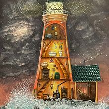 Lighthouse acrylic painting. Traditional illustration, Acr, and lic Painting project by Jon - 10.04.2023