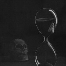 Memento Mori - white pencil on black paper . Desen de maria_bygrove - 10.05.2023