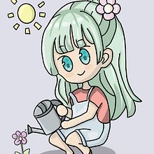 Chibi flower girl. Ilustração digital projeto de Inge - 05.10.2023