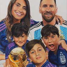FAMILIA MESSI. Fine Arts, Pencil Drawing, Drawing, Portrait Drawing, and Colored Pencil Drawing project by Néstor Canavarro - 10.05.2023