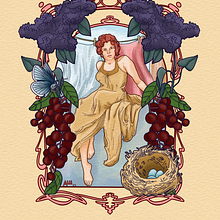Grandma's Backyard -- My Art Nouveau Project. Projekt z dziedziny Trad, c, jna ilustracja,  Sztuki piękne, Ilustracja c, frowa, Portret,  R, sunek art, st, czn, R, sunek c, frow, Malarstwo c i frowe użytkownika Alicia Lyn - 03.10.2023