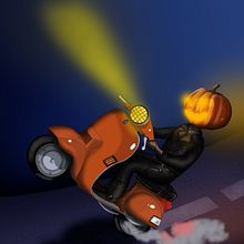 illustrazione personale Jack-o'-lantern in vespa. Traditional illustration project by Diego Ruboni - 10.08.2023