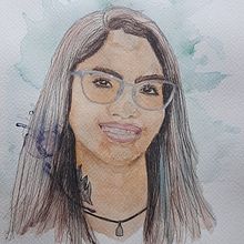 Meu projeto do curso: Retrato ilustrado em aquarela. Un progetto di Illustrazione tradizionale, Belle arti, Pittura, Disegno, Pittura ad acquerello, Disegno di ritratti e Disegno artistico di Danielle Alves Santiago e Castro - 08.10.2023