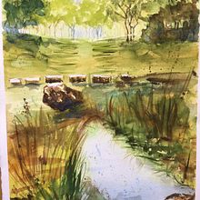 My project for course: Natural Landscapes in Watercolor. Un proyecto de Bellas Artes, Pintura y Pintura a la acuarela de robyn_687 - 09.10.2023