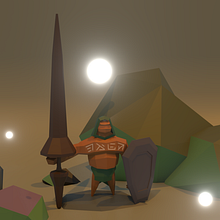 Golem, Low Poly. Un progetto di 3D, Modellazione 3D, Videogiochi, Character design 3D e Progettazione di videogiochi di Daniel Ferrari - 08.09.2023