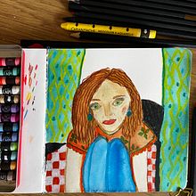 My project for course: Playful Illustration with Watercolor & Colored Pencils. Traditional illustration, Painting, Watercolor Painting, Portrait Drawing, and Colored Pencil Drawing project by Vic Bowling - 10.10.2023