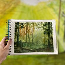 Meu projeto do curso: Paisagens de sonhos com aquarela: pintura com luz. Projekt z dziedziny  Malarstwo i Malowanie akwarelą użytkownika Jaqueline Vasconcelos - 19.09.2023