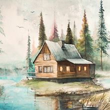 Peaceful Retreat - watercolor painting. Un proyecto de Pintura a la acuarela y Pintura de Klaudia Więcko - 13.10.2023
