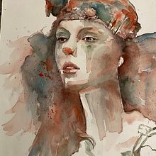 Il mio progetto del corso:  Ritratti espressivi ad acquerello . Ilustrație tradițională, Arte plastice, Pictură în acuarelă și Desen de portret de Manuela Samperi - 10.13.2023