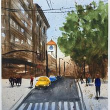 My project for course: Urban Landscapes in Watercolor. Un projet de Beaux Arts, Aquarelle et Illustration architecturale de robyn_687 - 14.10.2023