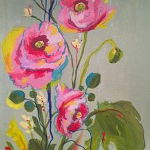Anémonas rosas: Pintura floral expresiva con acrílicos. Fine Arts, Painting, Acr, lic Painting, and Botanical Illustration project by Carolina Eterna - 10.14.2023