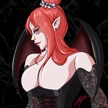 Draculatober Day 8 - Succubus 🦉❤️. Een project van  Ontwerp, Digitale illustratie, Digitaal ontwerp,  Tekening, Digitale tekening,  Digitaal schilderij,  Artistieke tekening, Film, video en televisie y Videogames van Irlanda Pineda - 08.10.2023