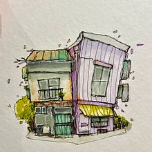 My project for course: Expressive Architectural Sketching with Colored Markers. Sketching, Drawing, Architectural Illustration, Sketchbook & Ink Illustration project by Bianca - 10.09.2023