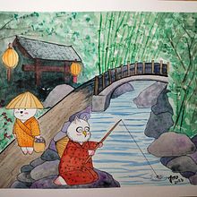 Meu projeto do curso: Ilustração em aquarela com influência japonesa. Un proyecto de Ilustración tradicional, Dibujo y Pintura a la acuarela de Julio Barreto Maia Junior - 16.10.2023