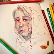 My project for course: Vibrant Portrait Drawing with Colored Pencils Ein Projekt aus dem Bereich Zeichnung, Porträtzeichnung, Sketchbook und Zeichnen mit Buntstiften von Salome Ramirez - 14.10.2023