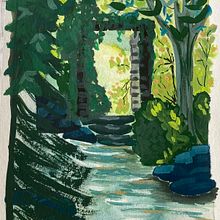 My project for course: Fantasy Landscapes with Watercolor & Gouache. Un progetto di Belle arti, Pittura, Pittura ad acquerello, Illustrazione naturalistica e Pittura gouache di Marion Berkhout - 18.10.2023