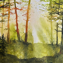 Mój projekt z kursu: Oniryczne pejzaże akwarelą: maluj światłem. Painting, and Watercolor Painting project by Nina - 10.21.2023
