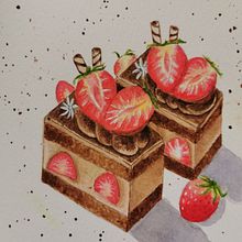My project for course:  Flavorful Food Illustration with Watercolor. Projekt z dziedziny Trad, c, jna ilustracja,  Sztuki piękne,  Malarstwo i Malowanie akwarelą użytkownika Nuchi Oreo - 22.10.2023