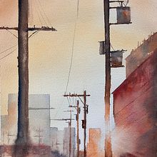 city sunset. Een project van Traditionele illustratie, L y scaping van Walaii Mac - 22.10.2023