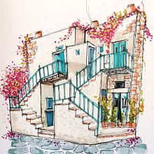 My project for course: Expressive Architectural Sketching with Colored Markers. Sketching, Drawing, Architectural Illustration, Sketchbook & Ink Illustration project by amandine_lamaisonraphael - 10.22.2023