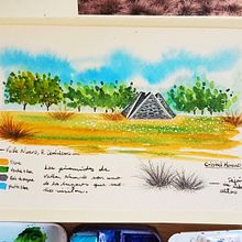 Mi proyecto "Valle Nuevo" para el curso Cuaderno de viaje en acuarela Ein Projekt aus dem Bereich Traditionelle Illustration, Aquarellmalerei, Architektonische Illustration und Sketchbook von Cristal Moreno Polanco - 23.10.2023