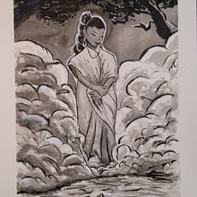 Kumari of the lake. Un proyecto de Ilustración tradicional, Dibujo e Ilustración con tinta de devavrat_mathur - 23.10.2023