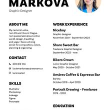 My project for course: Resumes for Creatives: Craft Your CV and Cover Letter. Creative Consulting, Portfolio Development, Communication, and Business project by Lucie Marková - 10.23.2023