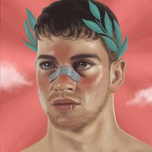 Dios griego. Un proyecto de Ilustración tradicional, Ilustración digital, Ilustración editorial, Ilustración naturalista				, Dibujo de Retrato y Dibujo digital de Antonio Ufarte - 23.10.2023