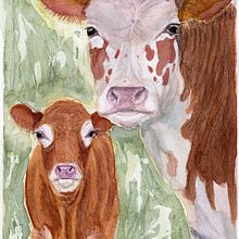 Kühe. Watercolor Painting project by a. kai. - 10.24.2023