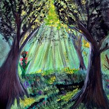 Mon projet du cours : Paysages fantastiques à l'aquarelle et à la gouache. Fine Arts, Painting, Watercolor Painting, Naturalistic Illustration, and Gouache Painting project by sandrine GANIER - 10.24.2023