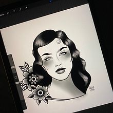 Projeto oldschool. Drawing, Digital Illustration, and Tattoo Design project by Caíque Buzz - 10.18.2023