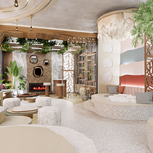 Lounge Espaço Paladares. Projekt z dziedziny Architektura wnętrz, Projektowanie wnętrz,  Dekoracja wnętrz, Dekoracja wnętrz, Projektowanie powierzchni h, low, ch i Projektowanie przestrzeni użytkownika fmcollesi - 25.10.2023