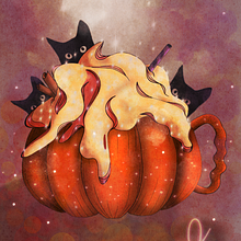 Pumpkin spice Latte . Un progetto di Pittura, Creatività e Illustrazione infantile di Kata Meszaros - 09.12.2023