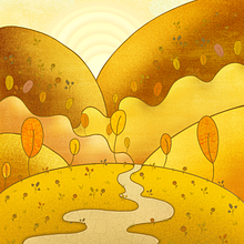 Golden Mountains. Creativit, Drawing, Artistic Drawing, Digital Drawing, and Digital Painting project by Kata Meszaros - 08.09.2022