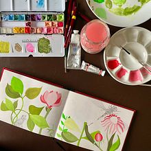Mon projet du cours : Illustration florale à la gouache. Digital Illustration, Botanical Illustration, and Gouache Painting project by Aniès frao - 10.27.2023
