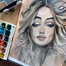 Mon projet du cours : Portraits stylisés à l’aquarelle . Ilustrasi tradisional, Lukisan, Lukisan Cat Air, Dan Menggambar Potret proyek oleh Jean WEISE - 10.29.2023