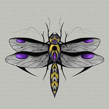 Libélula Neotrad: Design de tatuagem com efeitos dourados. Traditional illustration, Digital Illustration, and Tattoo Design project by Gabriel Amorim - 10.31.2023
