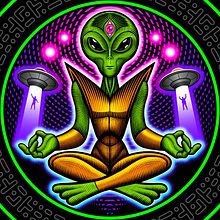 "Alien" design for Flow N Roll. Un projet de Illustration traditionnelle, Design , Design graphique, Sérigraphie et Illustration vectorielle de Matt Curtis - 08.04.2023