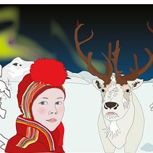 Jeune Sami et son renne, Finlande Ein Projekt aus dem Bereich Traditionelle Illustration, Vektorillustration, Zeichnung und Digitale Illustration von Claire Wastiaux - 29.09.2020
