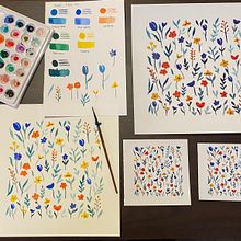 Mi proyecto del curso: Estampados florales en acuarela con colores vibrantes. Traditional illustration, Pattern Design, Watercolor Painting, and Botanical Illustration project by Lizeth Hernandez - 11.01.2023