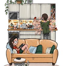 Couple Lifestyle . Un proyecto de Dibujo digital, Dibujo e Ilustración digital de Angelica Pellegrino - 04.11.2023