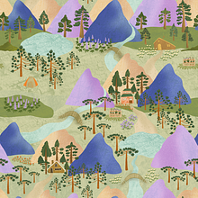 Final Proyect | Pattern "Natural Force" , Inspired by Patagonia and its landscape ⛰💜🌲. Projekt z dziedziny Trad, c, jna ilustracja, Pattern design,  R, sunek, Ilustracja c, frowa, R, sunek botaniczn i Design użytkownika Pilar Dominguez - 04.11.2023