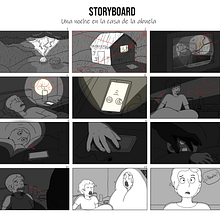 Storyboard: One night at grandma's house (Una noche en la casa de la abuela). Ilustração tradicional, Direção de arte, Produção audiovisual, Ilustração digital, Stor, board, Concept Art, Desenho digital, Cinema, Vídeo e TV, Animação, Stop Motion, Desenho, Stor, e telling projeto de kar15la - 30.10.2023