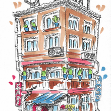 House Sketch with Colored Markers. Un proyecto de Bocetado de Pavlo Zabigailo - 06.11.2023