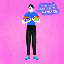 El cesto del super. Un proyecto de Ilustración tradicional, Diseño, Dirección de arte, Diseño de personajes, Diseño gráfico y Cómic de Rodrigo Luxon - 07.11.2023