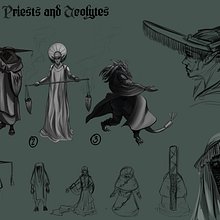 Concept Art of Dragon Priests. Un proyecto de Diseño de personajes, Diseño de vestuario y Concept Art de Alexey Odintsov - 07.11.2023
