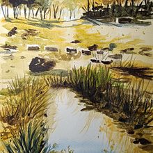 Mein Abschlussprojekt für den Kurs: Natürliche Aquarelllandschaften. Un progetto di Belle arti, Pittura e Pittura ad acquerello di Katja Bader - 08.11.2023